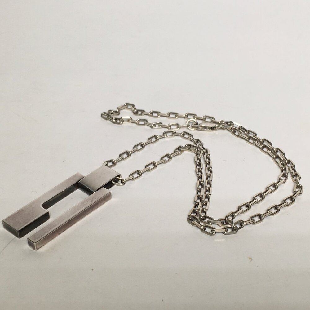 Authentic Gucci Rectangular G Pendant Necklace St… - image 6